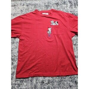Vintage Disney 101 Dalmations Shirt Mens XL Red Embroidered Puppy Dog Pocket 90s